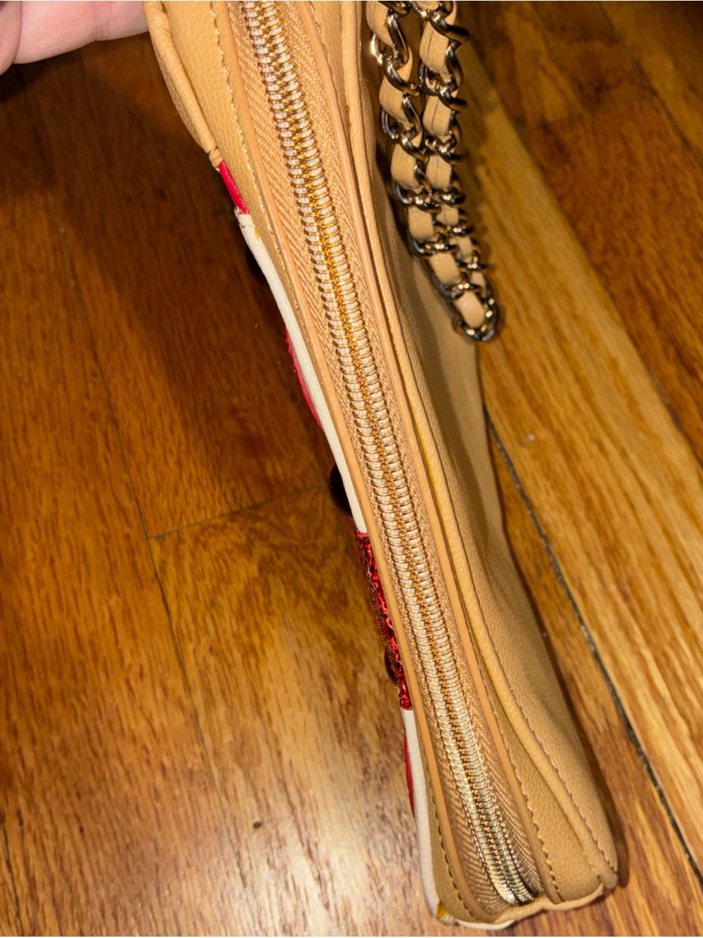 Betsey Johnson Red Glitter Pizza Slice Wristlet - Beige & Cream - Picture 7 of 9